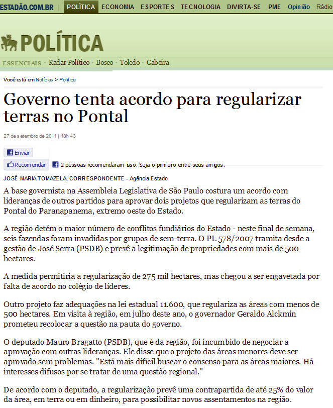 agencia estado - 27 09 11