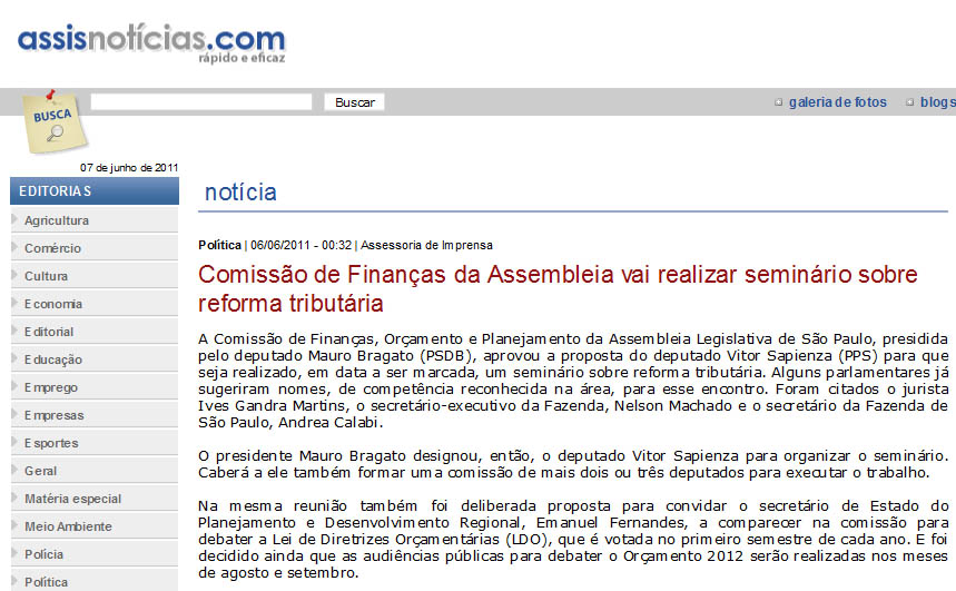 assis noticias - 06 06 11 - comissão