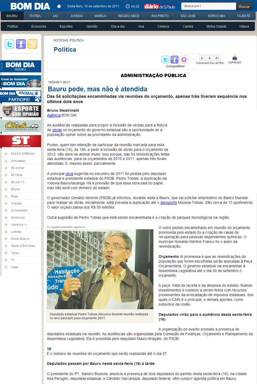 bom dia bauru - 16 09 11