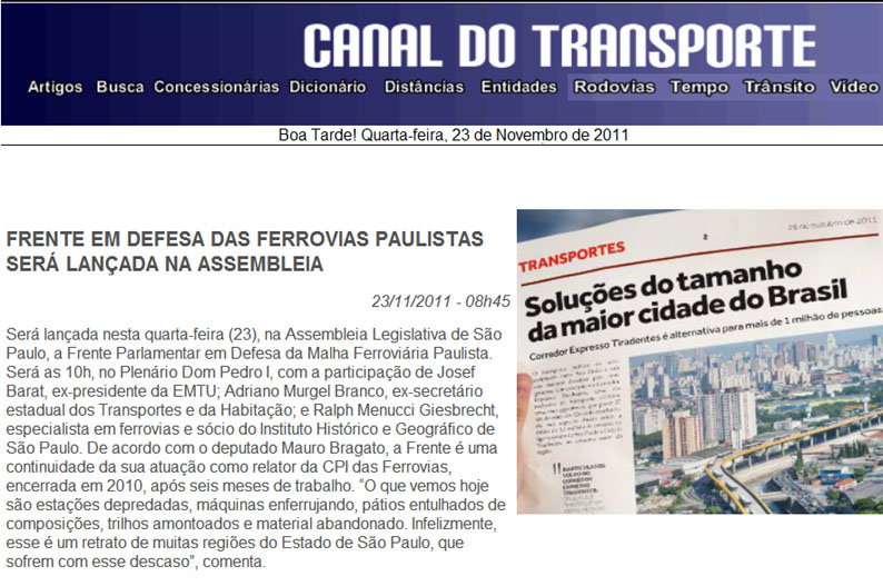 canal do transporte