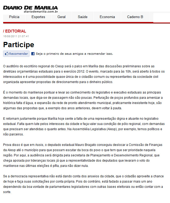 diario de marilia - 16 08 11 - editorial