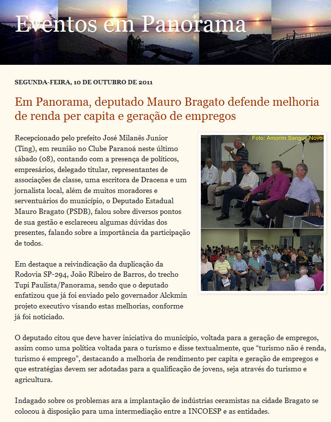 eventos em panorama - 10 10 11