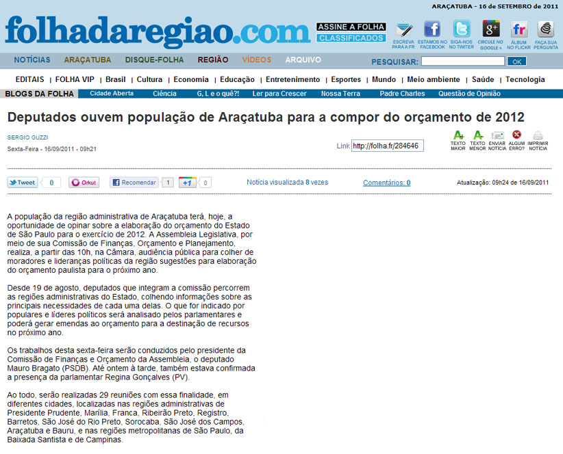 folha da regiao - 16 09 11