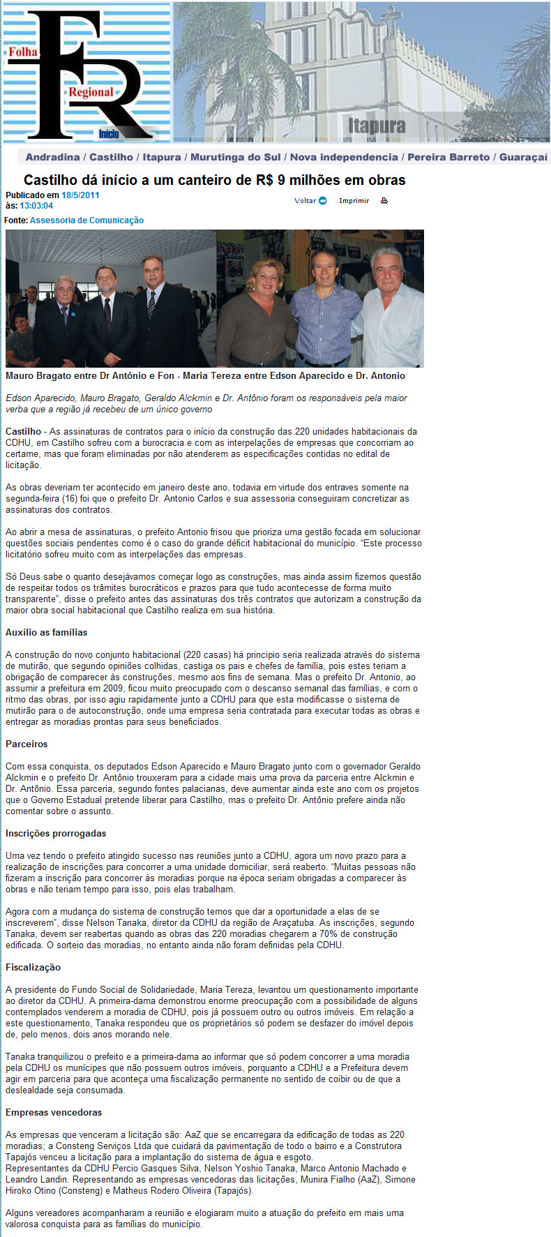 folha regional - castilho