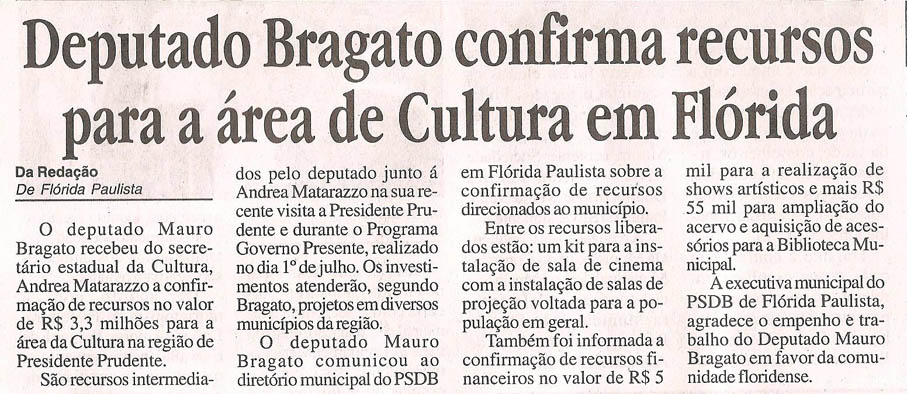folha regional - 23 07 11 - recursos para cultura