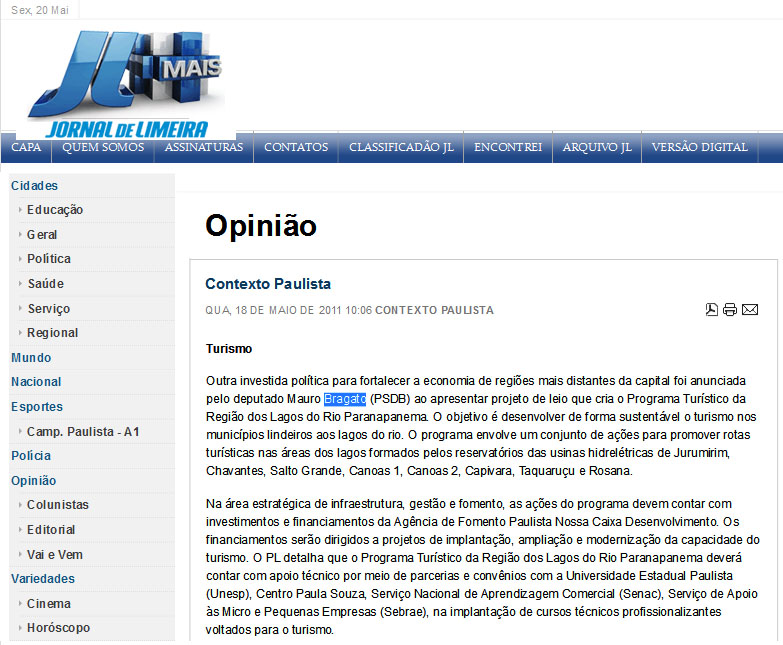 jornal de limeira - turismo