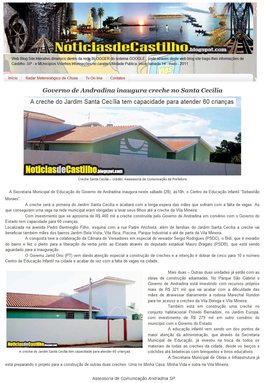 noticias de castilho 27 05 11