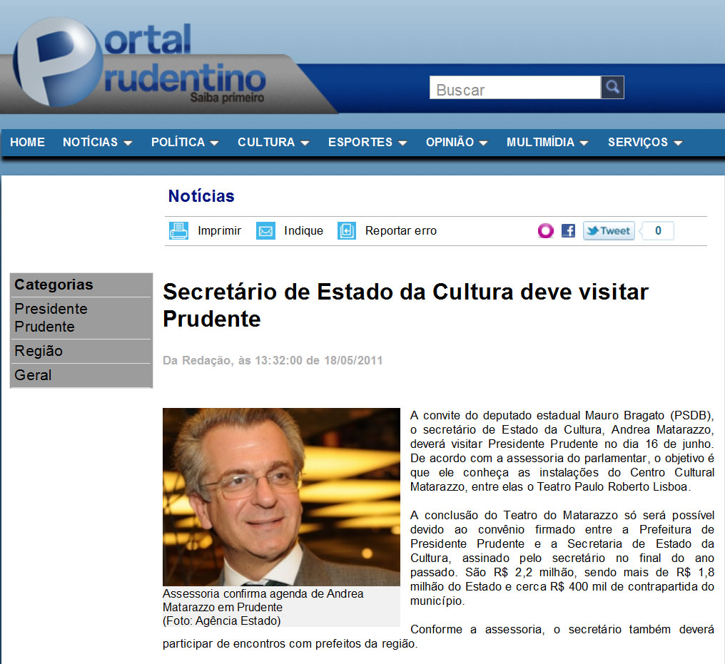 portal prudentino - secretário cultura